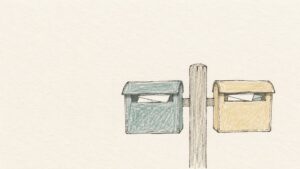 二世帯の郵便を分ける二つのポストの線画