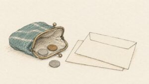 共同財布と生活費用の封筒の線画