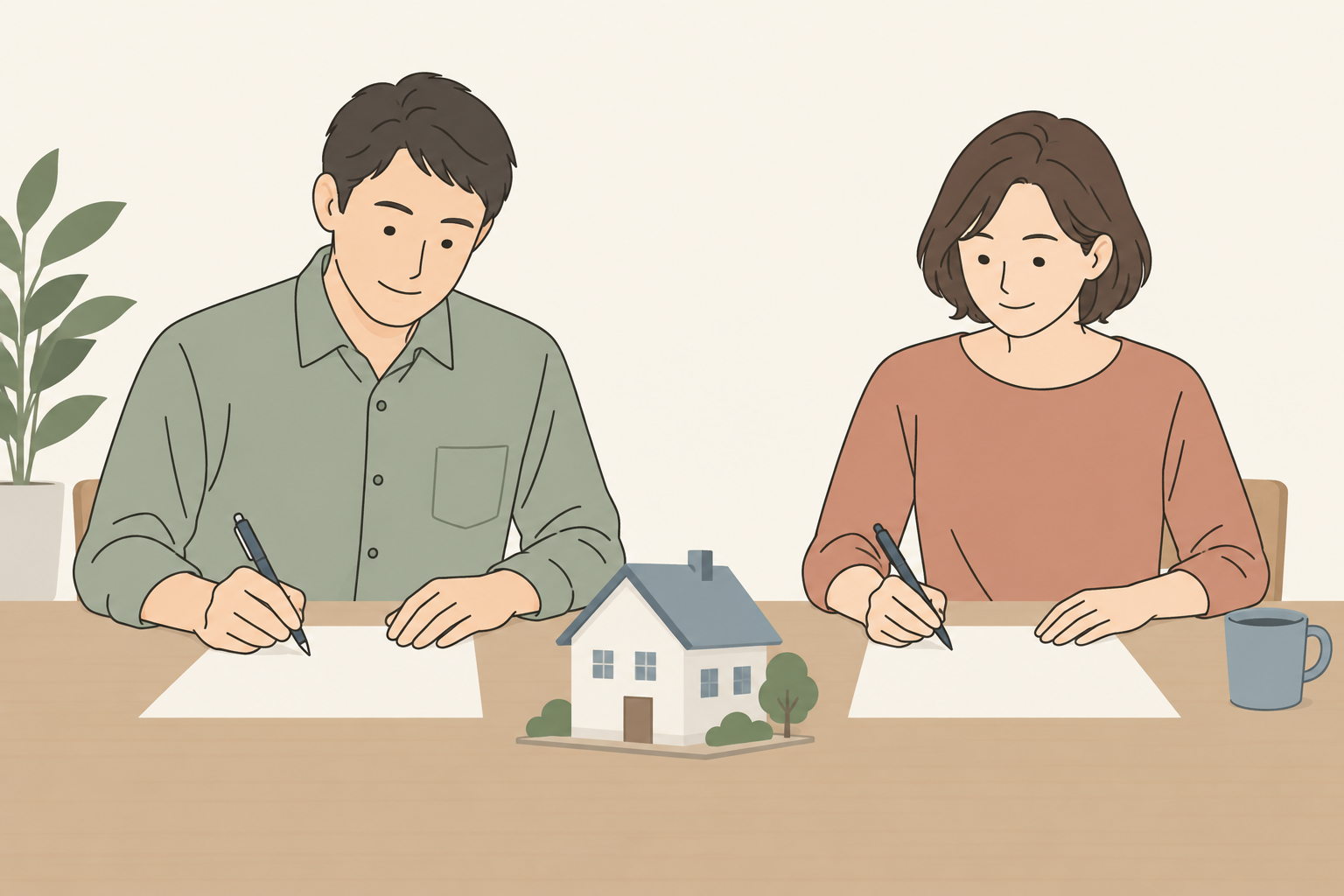 家の事実と希望を別々のメモに書くイメージ