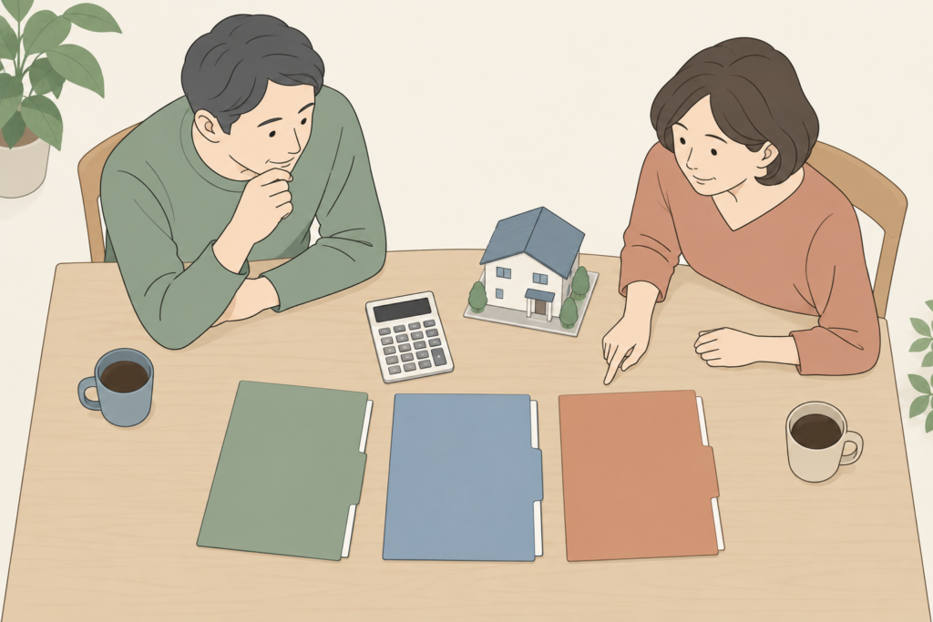 住宅費の資料と今後の希望を整理するイメージ