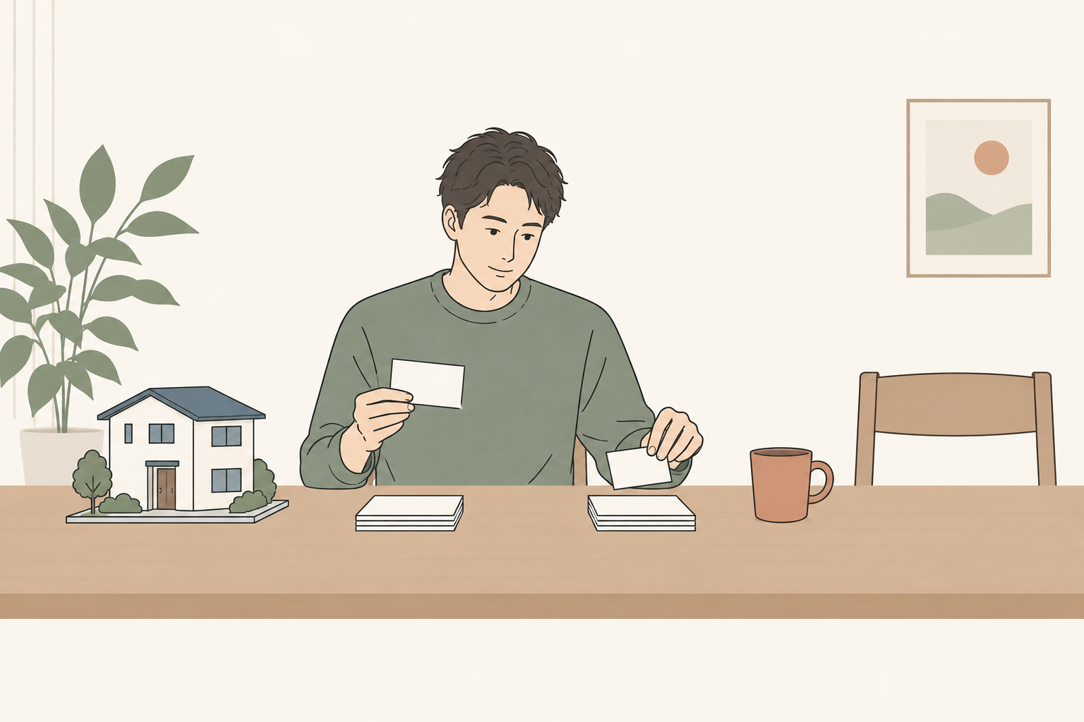 家の事実とこれからの暮らしを別々に考える人のイメージ