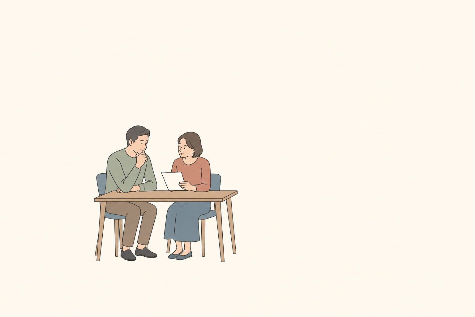 食事の希望と家事の分け方を二人で整理するイメージ