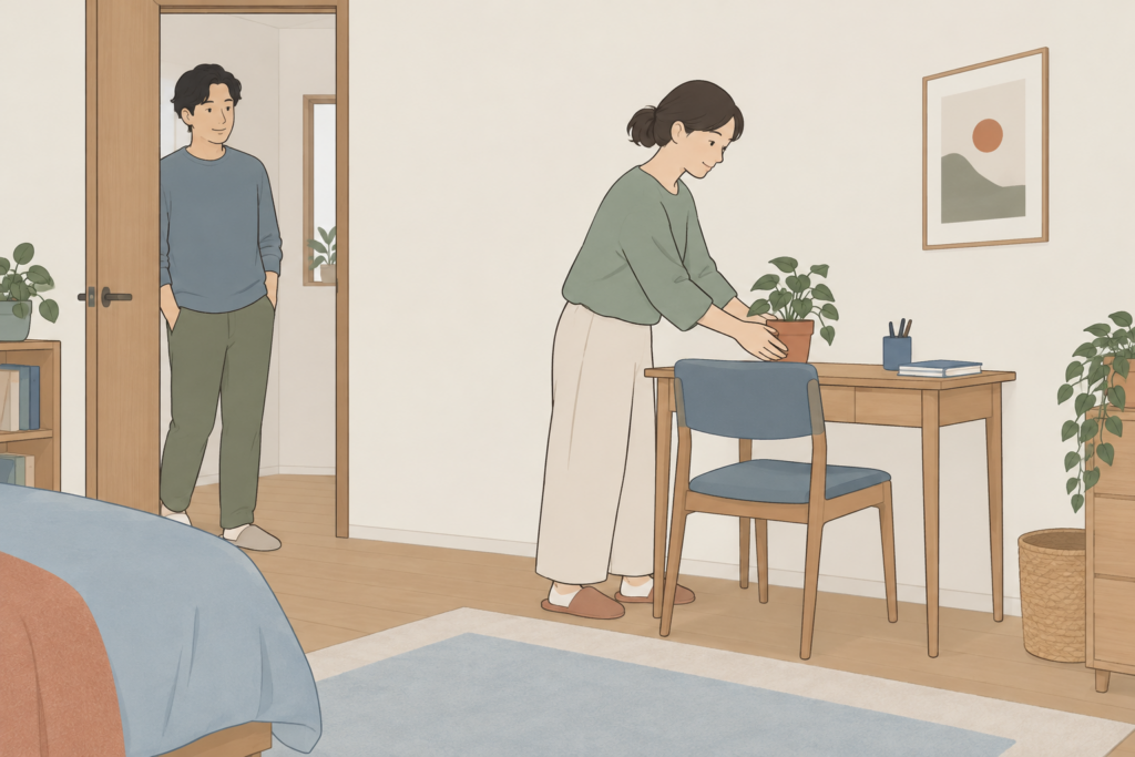 自分の部屋に机を整える人のイメージ